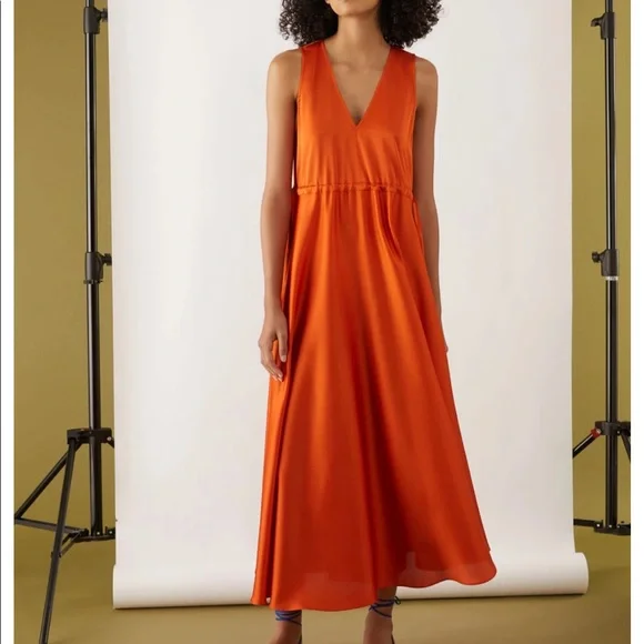 open lace back dress Marella > Pacche Dress Orange Macro  Thirty Three Boutique